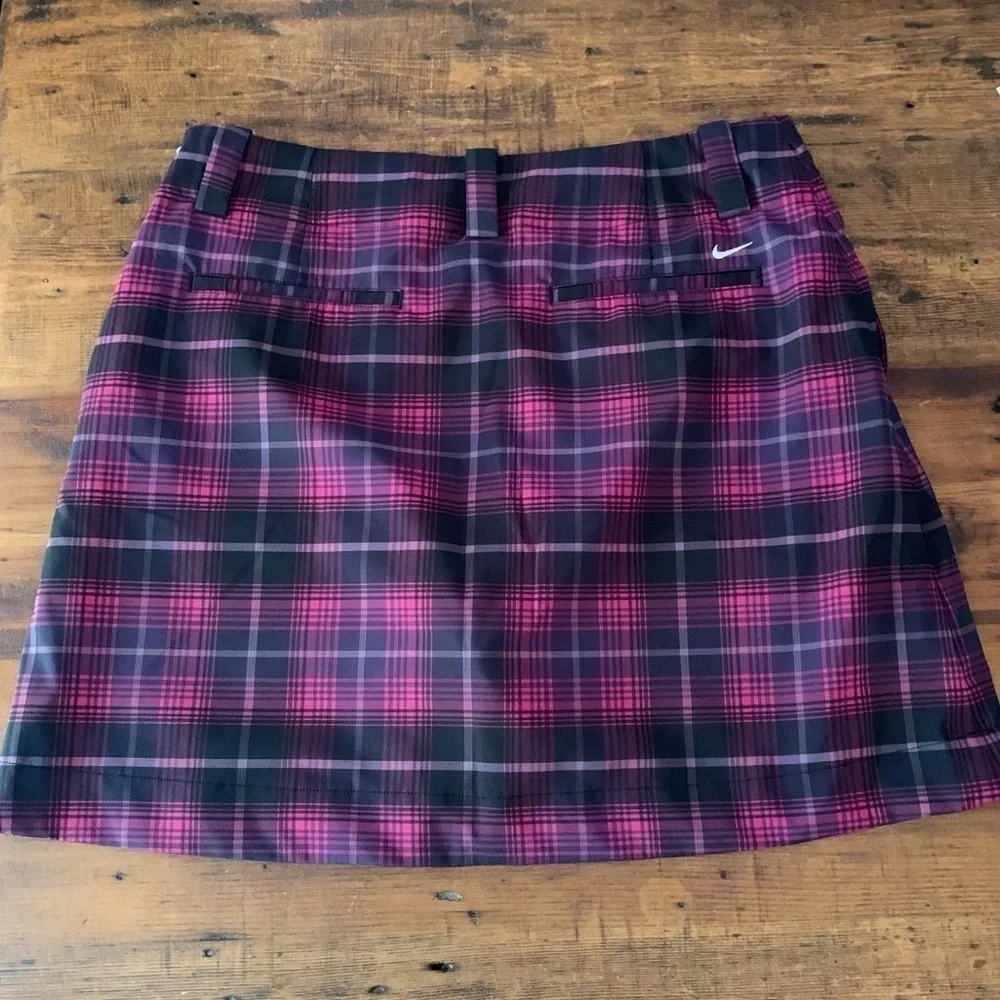 Nike Drifit Plaid Pink Black Golf Academia Skirt Skort Sz 8